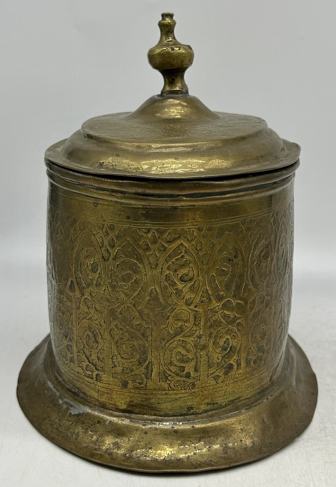 Antique Anglo Indian Oval Brass Tea Caddy