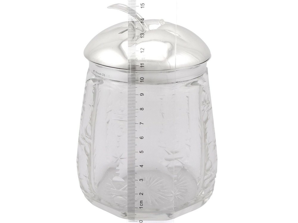 German Silver and Cut Glass Jar - Antique Circa 1930