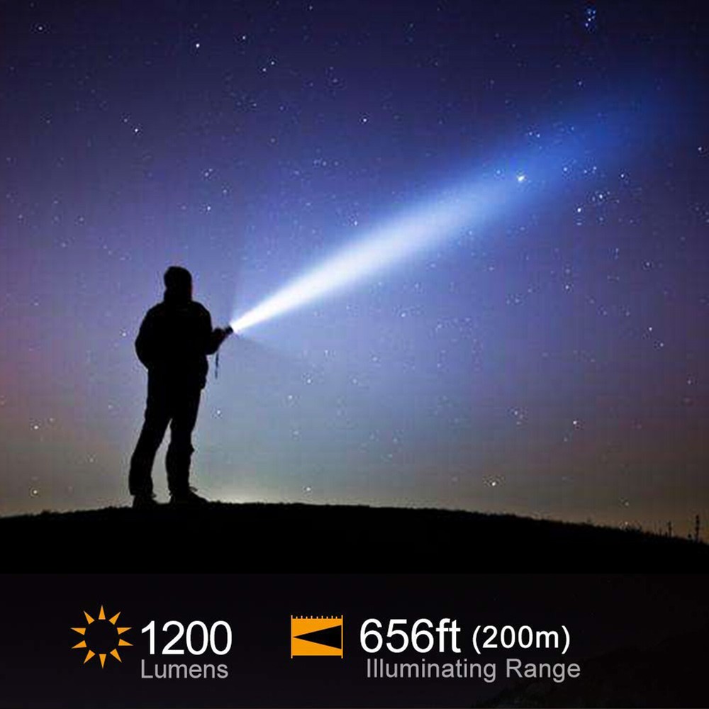 1200 Lumen Tactical Flashlight Rechargeable with M-Lok Rail Mount Remote Switch