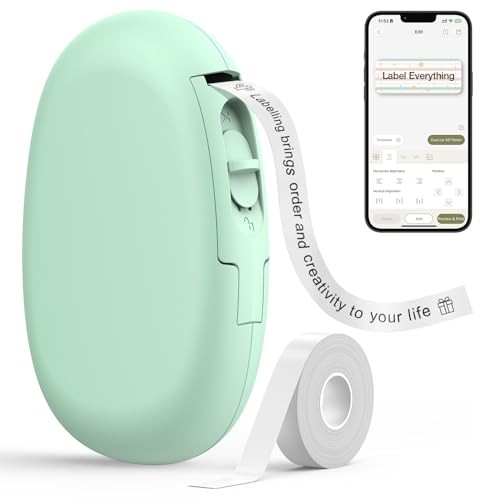 E10 Bluetooth Label Maker Machine with Tape, Continuous Green Machine + 1 Tape