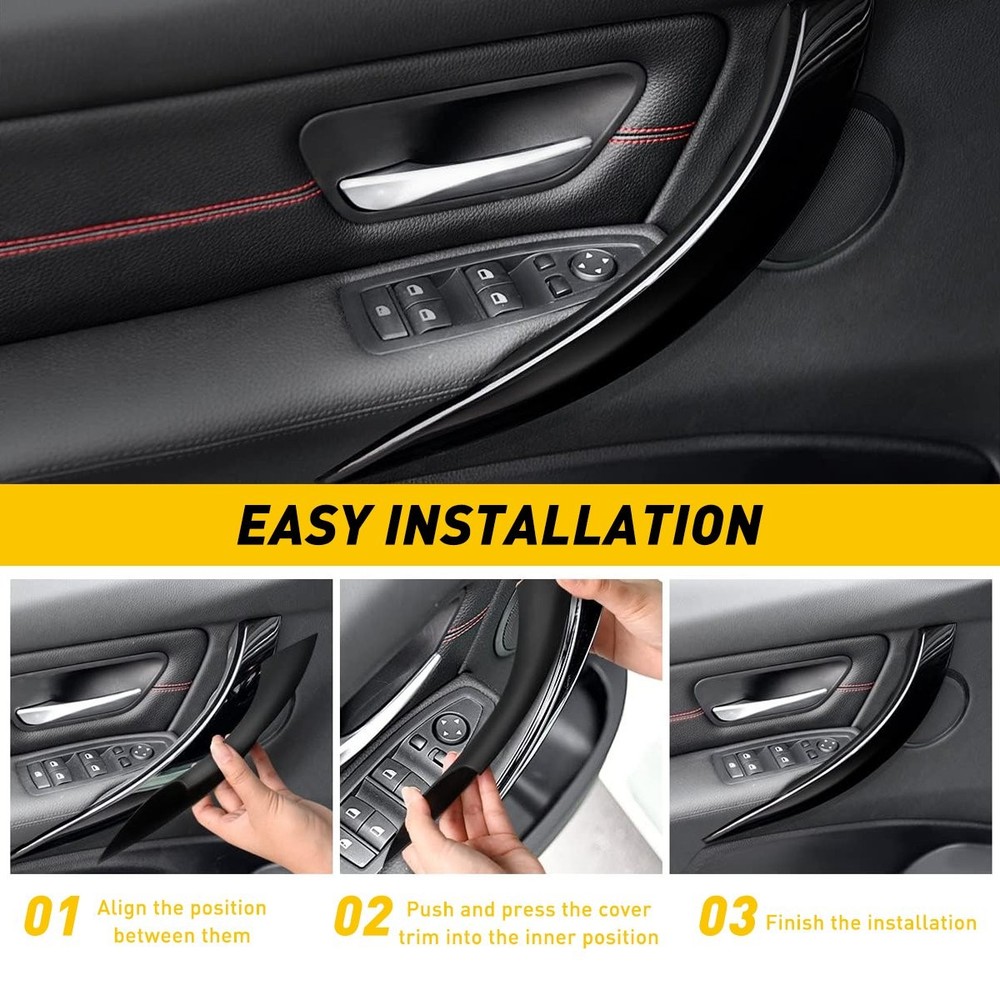 2PCS Interior Inner Door Pull Handle Grab Cover Black For BMW 320 328 330 335 E