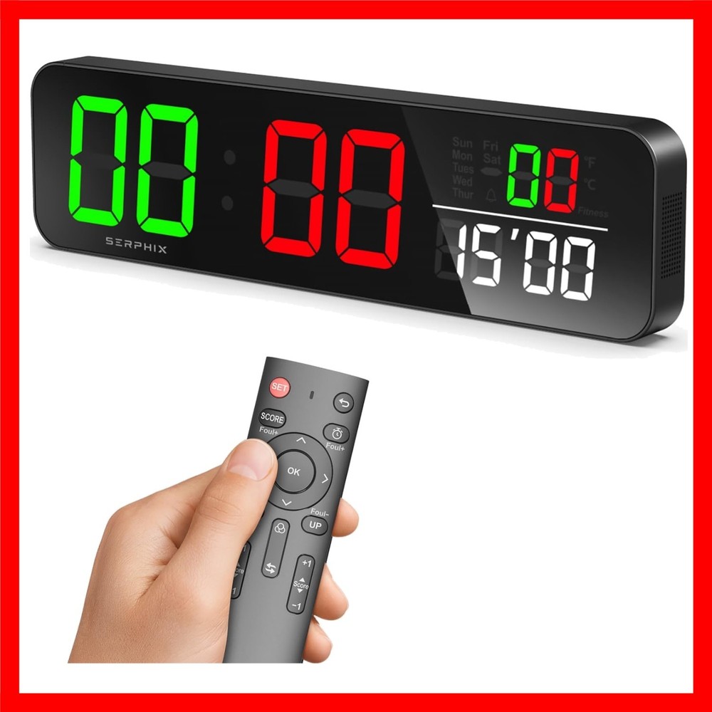 15.2" Digital Scoreboard Clock with Countdown Timer, LED Color Display, Remote C