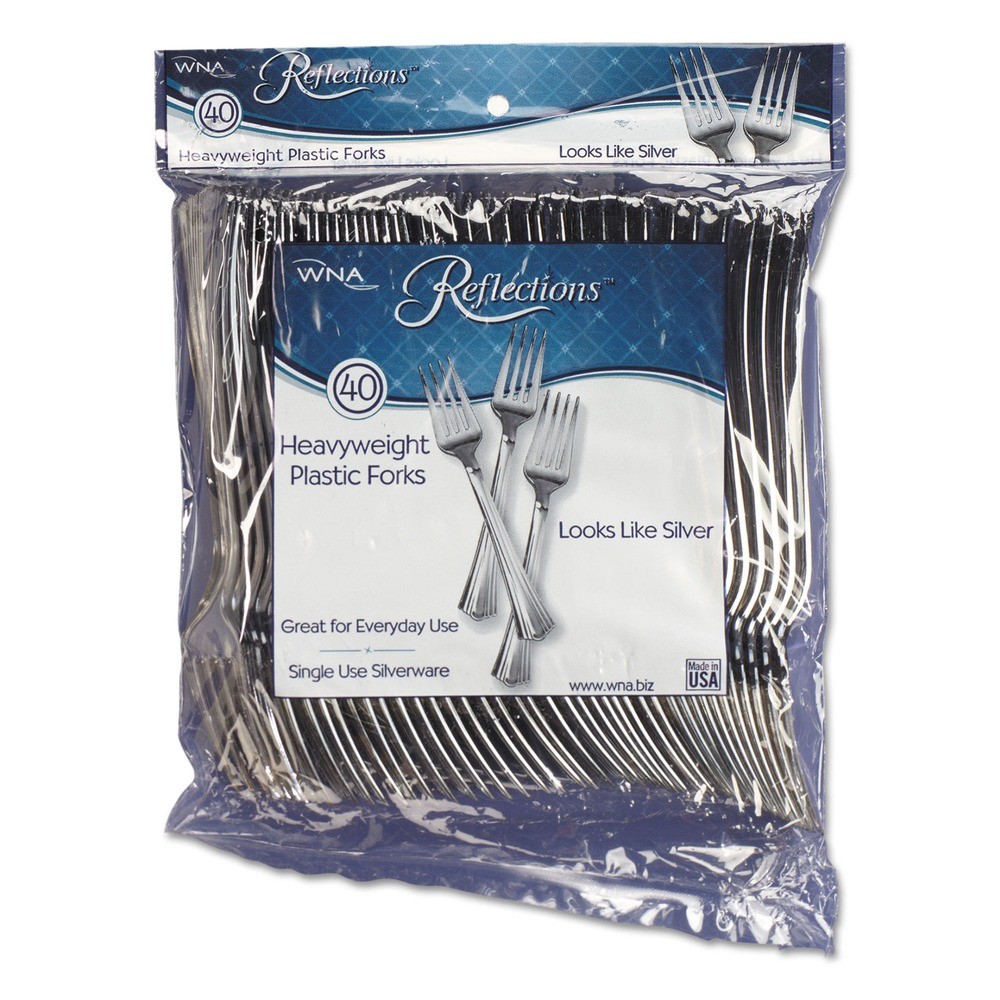 WNA REF320FKPK 7" Reflections Heavyweight Plastic Utensils Fork (40/PK) New