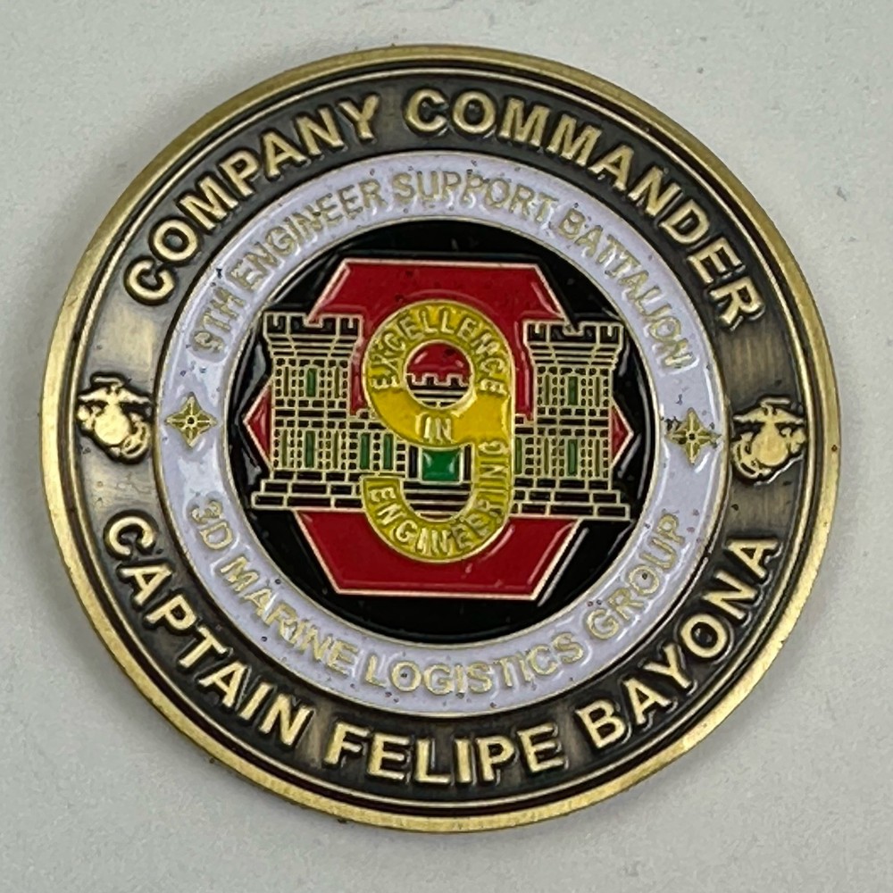 USMC 3D Marine Logistics Group 9th Engineer Support Battalion Challenge Coin