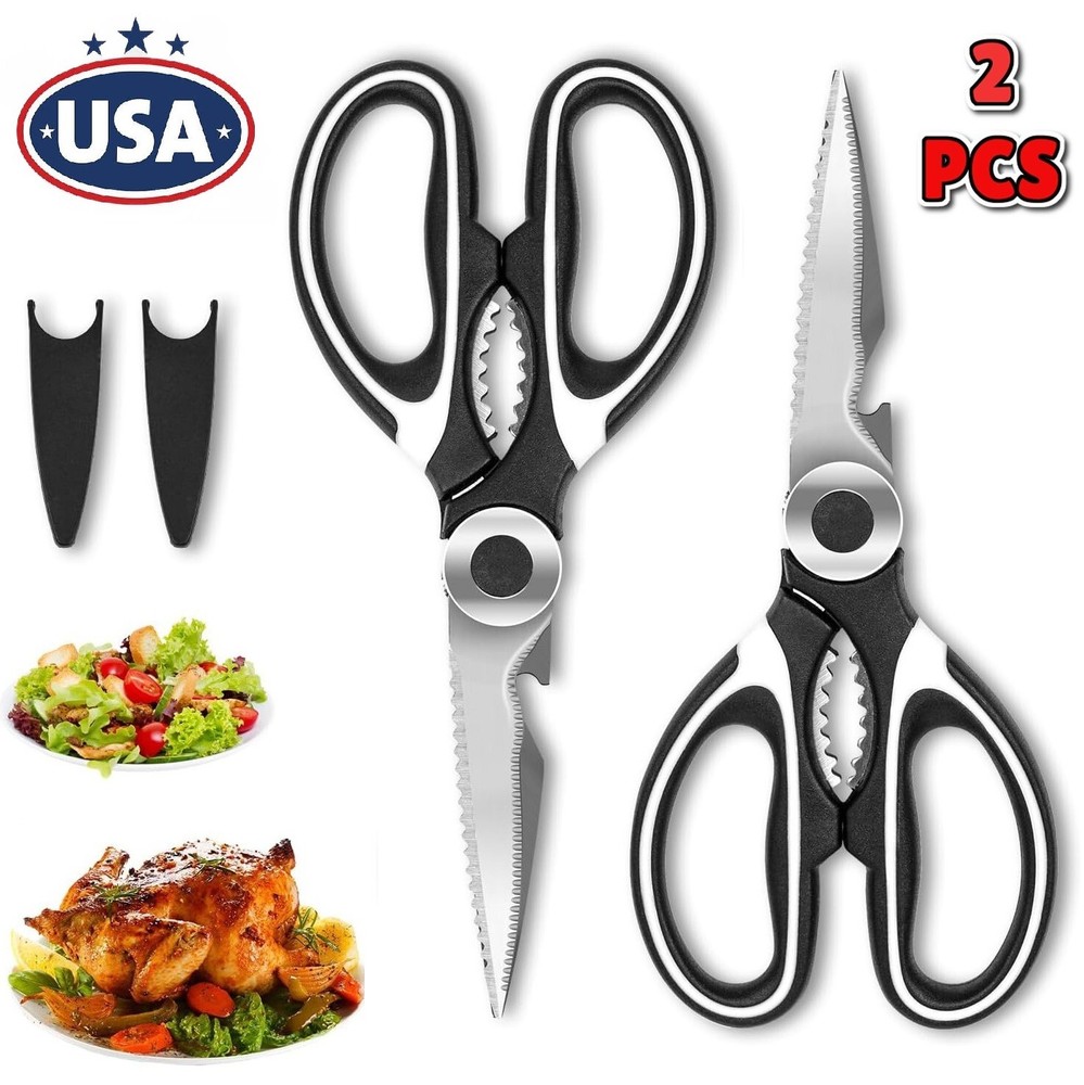 2× Kitchen Scissors Heavy Duty Premium Sharp Kitchen Shears Food, Fish, Bones US