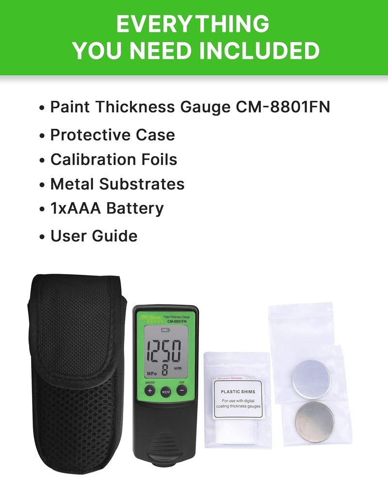 Coating Thickness Meter for Auto Inspection with Fe/NFe Detection & Calibration