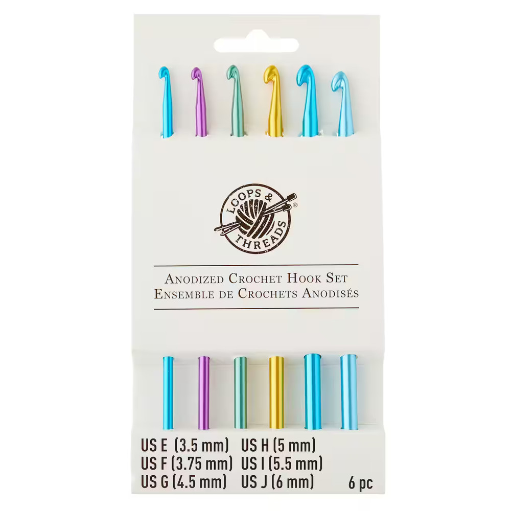 SET of 6 LOOPS & THREADS CROCHET HOOK SET ANODIZED HOOKS E-J