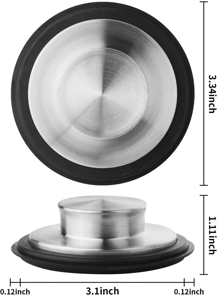 Kitchen Sink Drain Stopper - 2PCS Garbage Disposal Silver