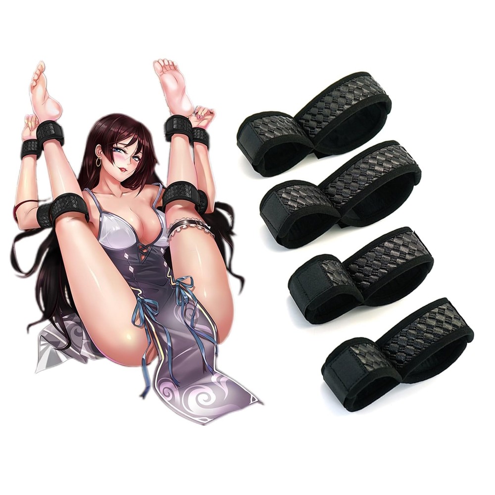 BDSM Bondage Restraints Set  Adjustable Handcuffs, Ankle & Calf Cuffs with Ve...
