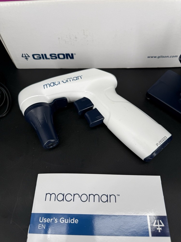Gilson Macroman Serological Pipette Controller w/ Charger Box & Accessories ￼