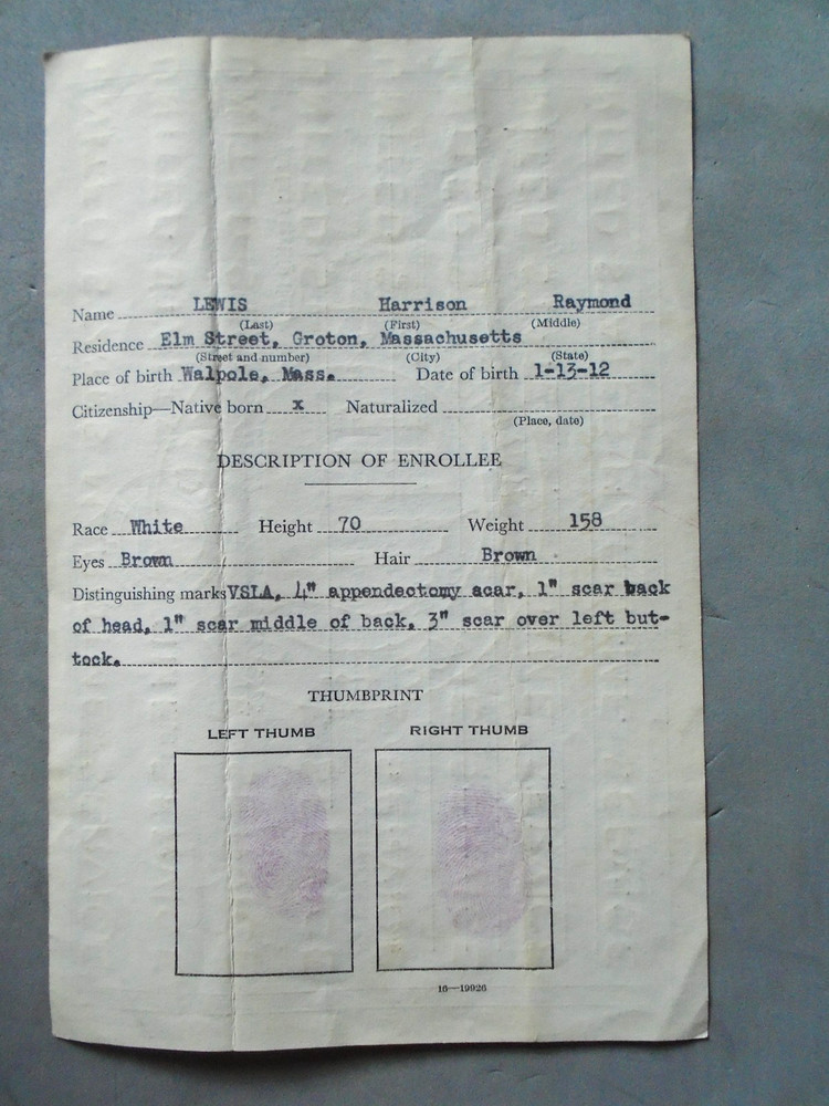 US maritime Service Regular Enrollment certificate