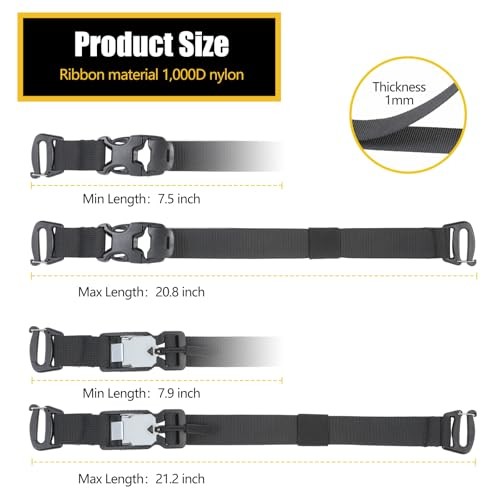 Tactical Molle System Backpack Straps - Adjustable 20.8" Pack Attachment 4 PCS