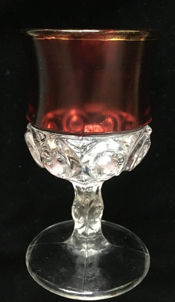 Rare Passover Kiddish cup Elijah’s cup Ruby Glass Bullseye Pattern c 1880 EAPG