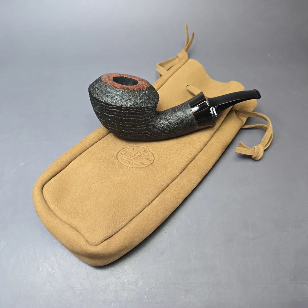 Yang Kun Partially Sandblasted Rhodesian Handmade Briar Pipe, New