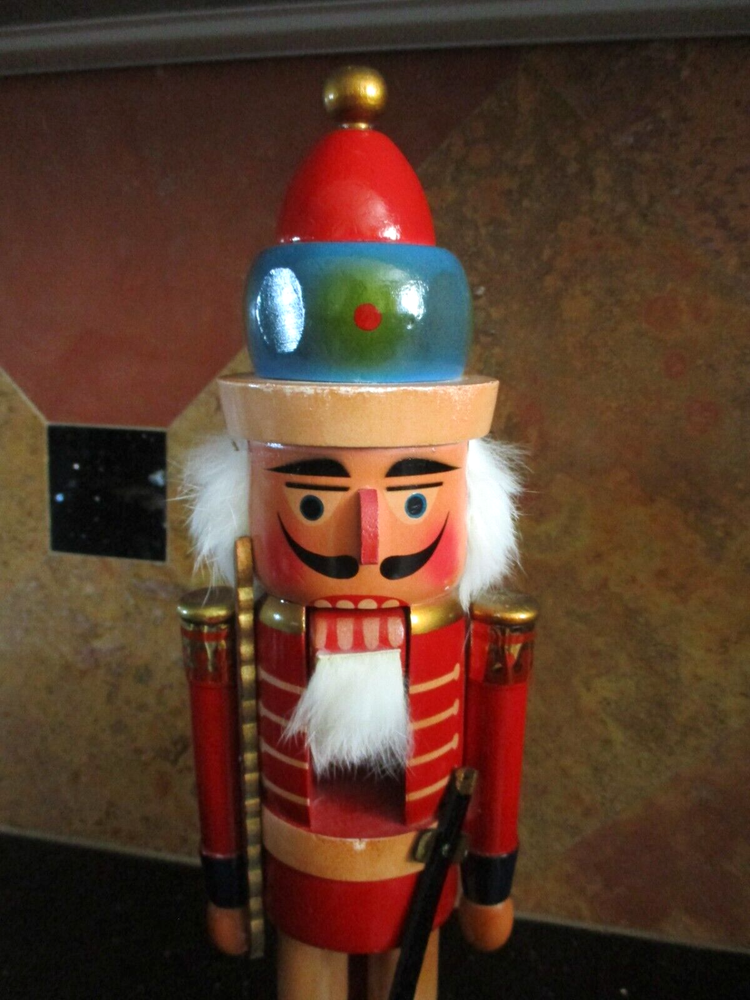 Traditional Festive Hand Painted Nutcracker Holiday Tabletop Décor, 14.5", EUC
