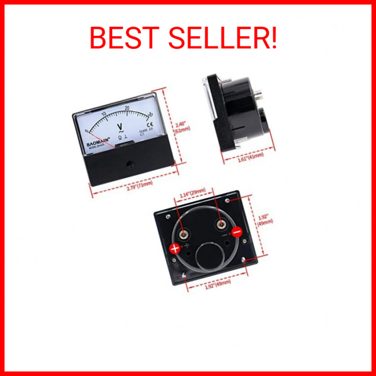 Baomain Voltmeter DH-670 AC 0-30V Rectangular Class 2.5 Analog Panel Volt Voltag