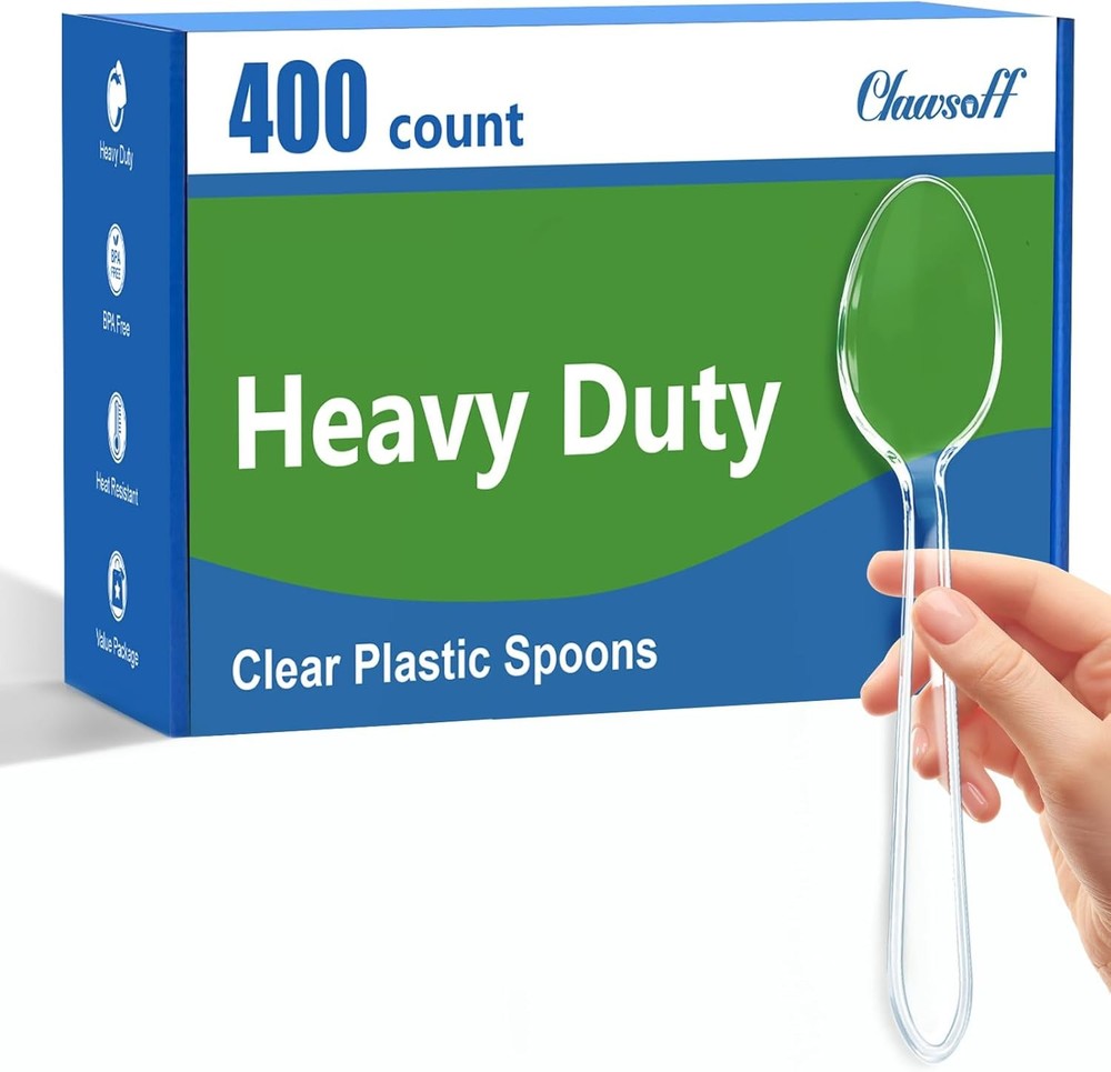 Clear Plastic Spoons Disposable, Plastic Cutlery Utensils Set,