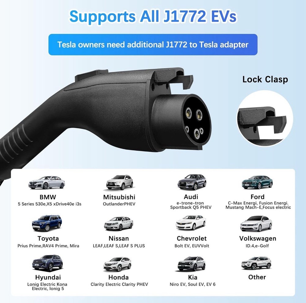 Portable Level 1&2 EV Charger, 16Amp Adjustable Current NEW