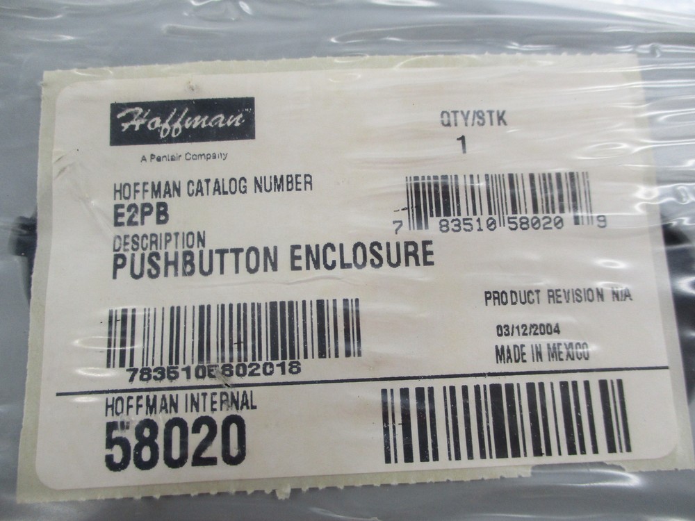 HOFFMANN E2PB 58020 PUSHBUTTON ENCLOSURE NSMP