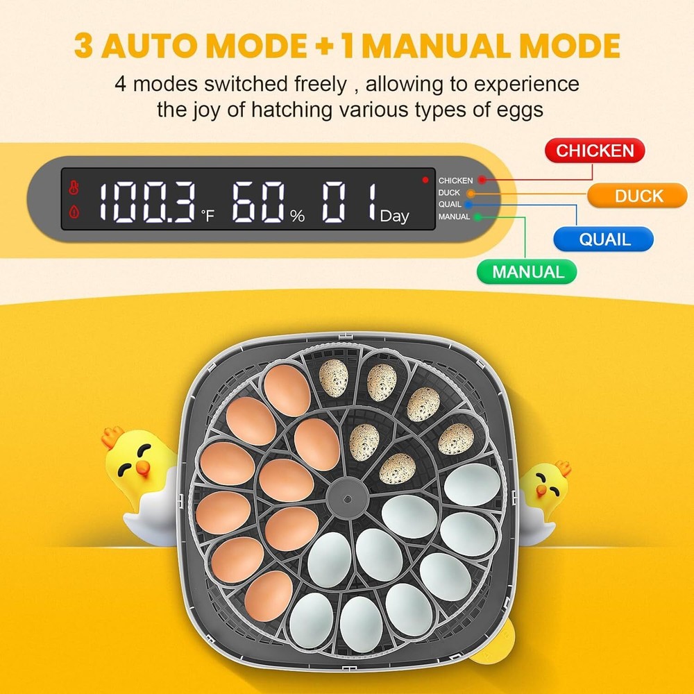 24 Egg Incubators w/ Automatic Egg Turning, Egg Candling & Humidity Display U.S✅