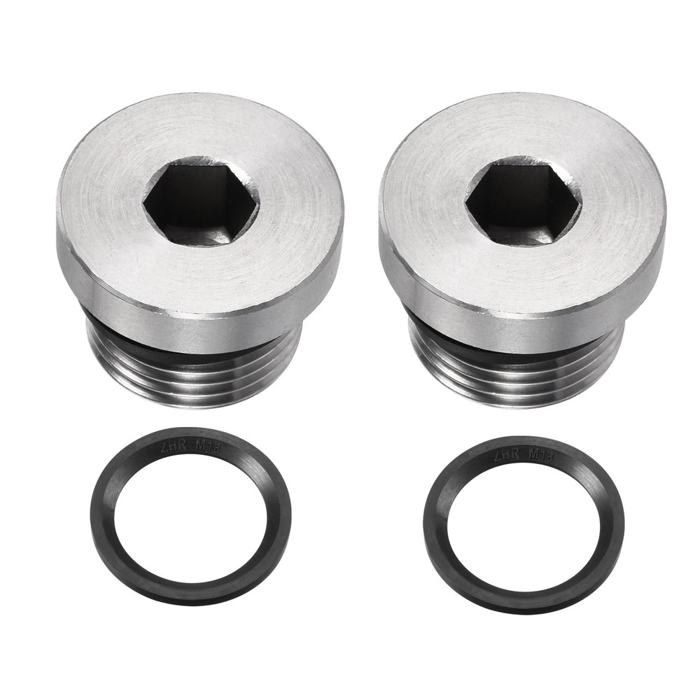 2 Pcs M18 x 1.5 Stainless Steel Internal Hex Head Socket Pipe Fitting (Silver)
