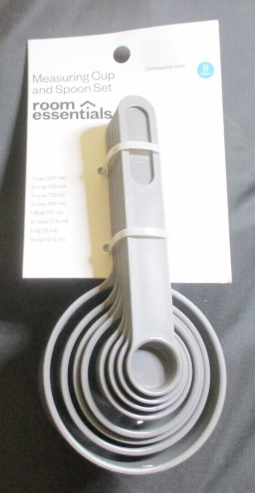 Measuring Cups & Measuring Spoons 8 Piece Set - Gray