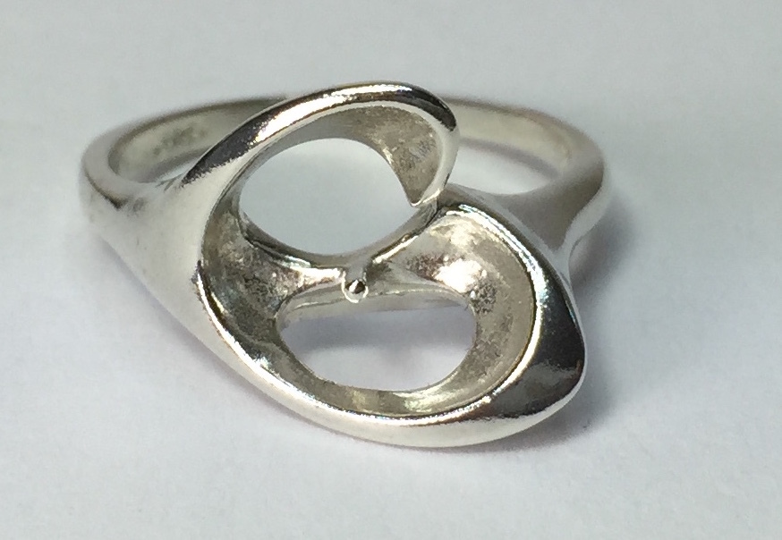 Sterling Silver Ring Setting For (1) 4-8mm Half-Drilled Pearl Size 8