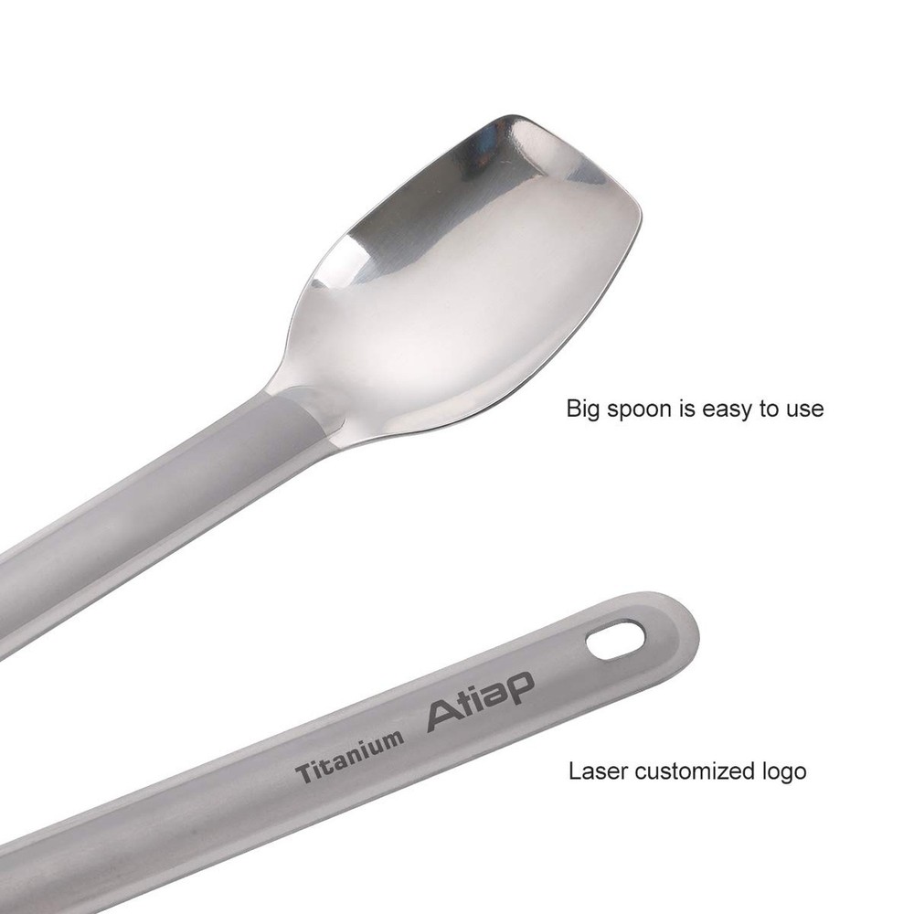 Camping Spoon Long Handle Spoon Titanium Ultralight Portable Flatware For Out...