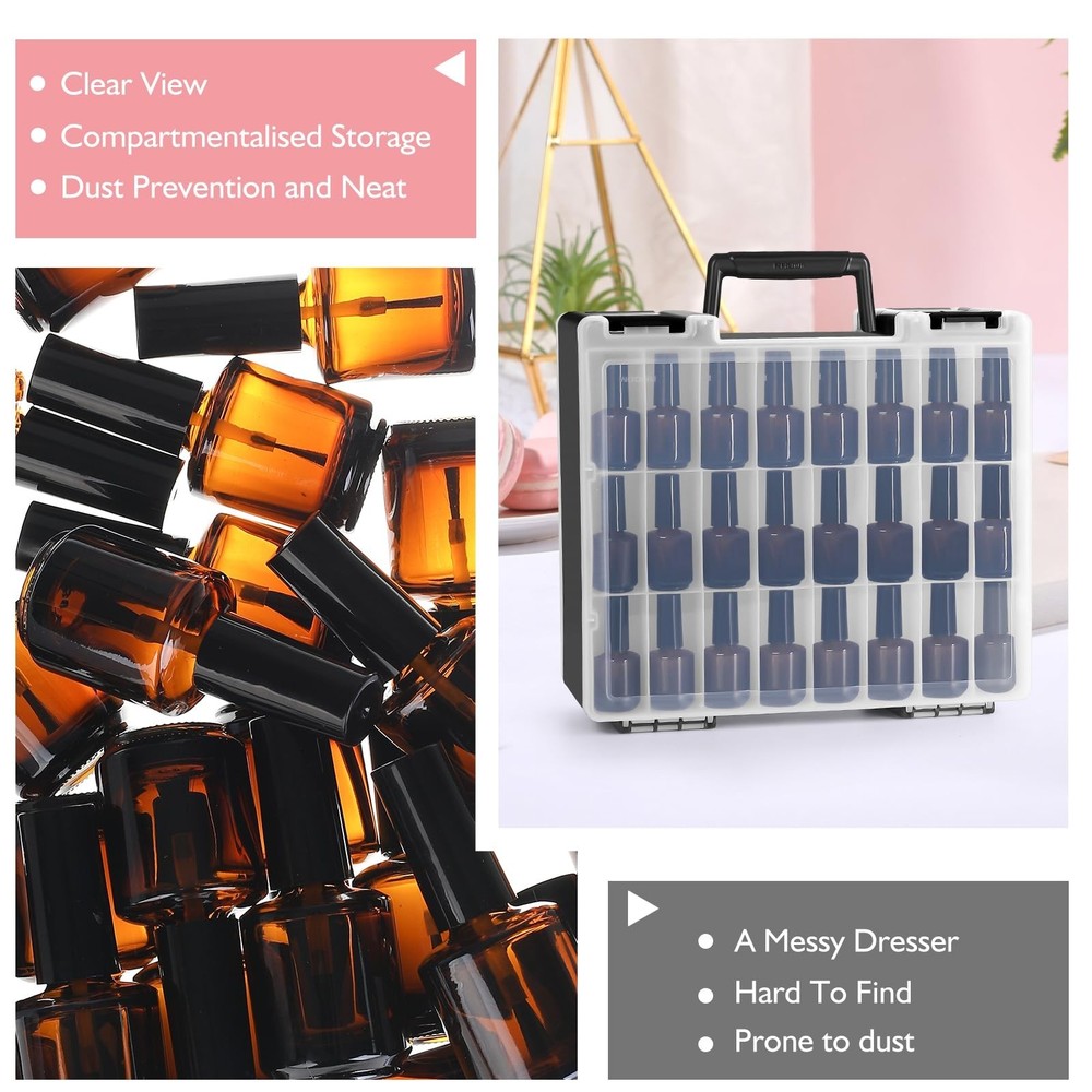 RISOU Portable Nail Polish Organizer - Large-Capacity Double-Sided Storage Ca...