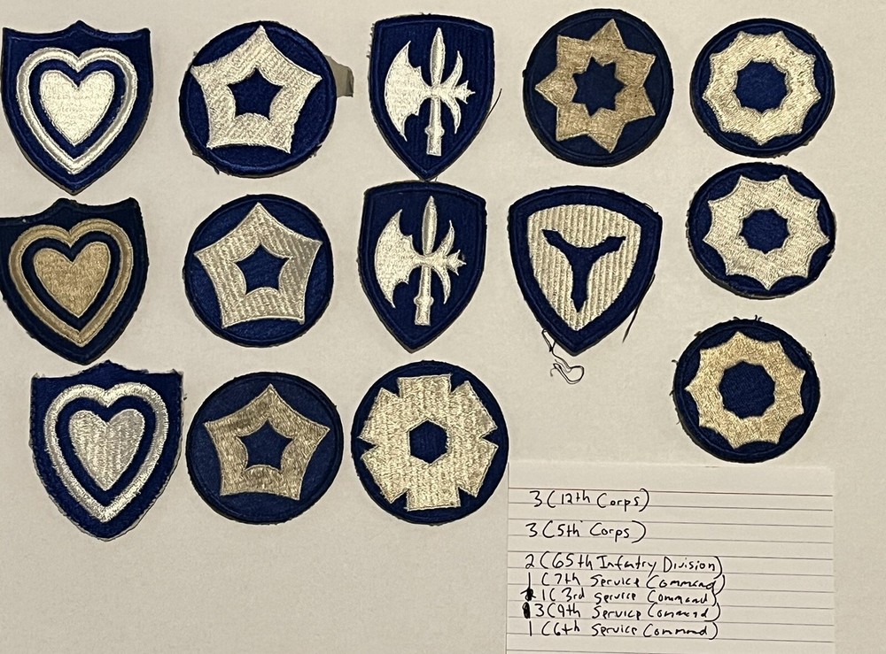 14 Original WW2 Patches Lot WHITEBACK No Glow