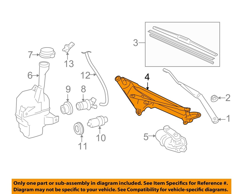 Used Windshield Wiper Linkage fits: 2011 Toyota Camry Grade A