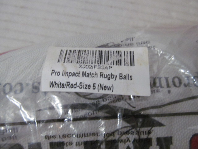 Pro Impact Match Rugby Ball, Size 5, White/Red/Gray