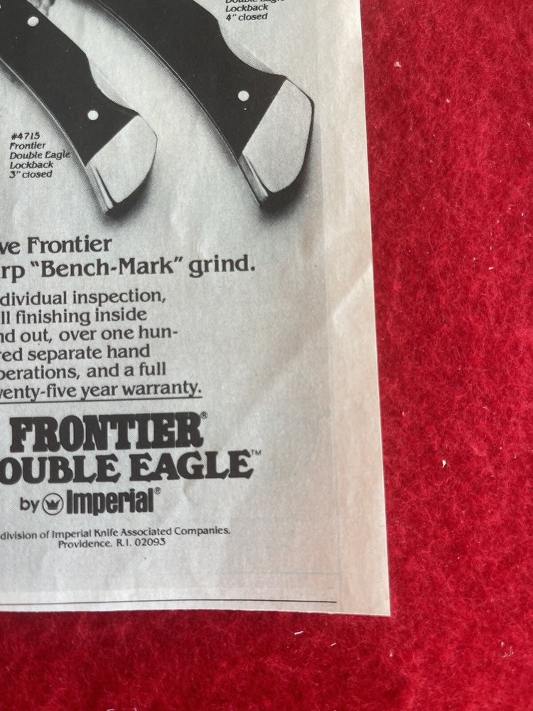 Vintage 1981 Print Ad Frontier Double Eagle Knife Advertisement