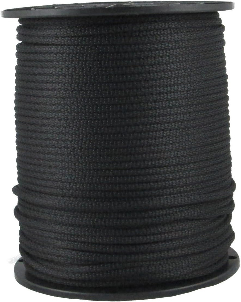 3/16 inch Black Dacron Polyester Rope - 500 Foot Spool | Solid Braid - Industria