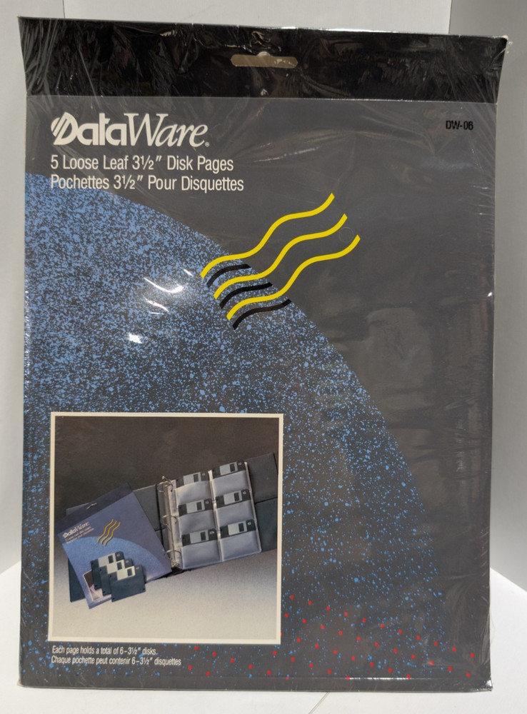 DataWare 3-1/2" Floppy Disk / Diskette Vintage Binder Pages - 5 PACK - New