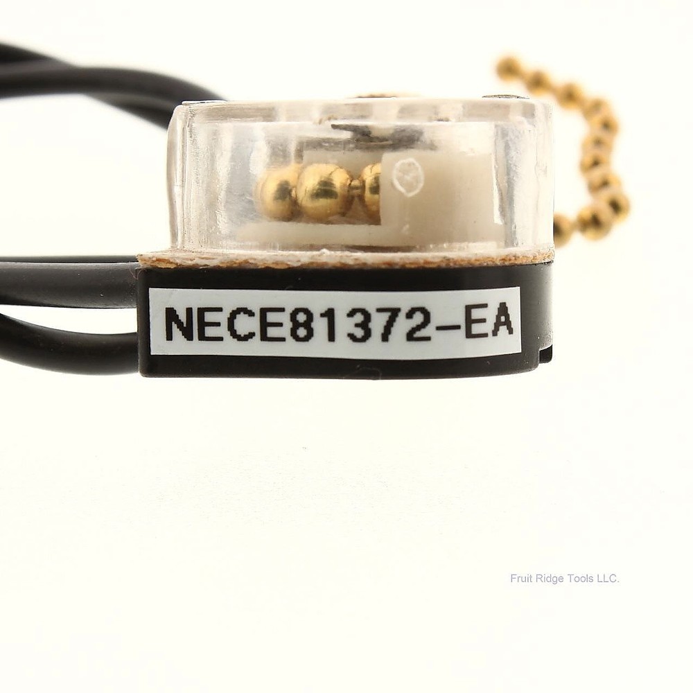 Necon E81372 Black Single Pole Gold Pull String Switch Control 1/6A 125V 3A 250V