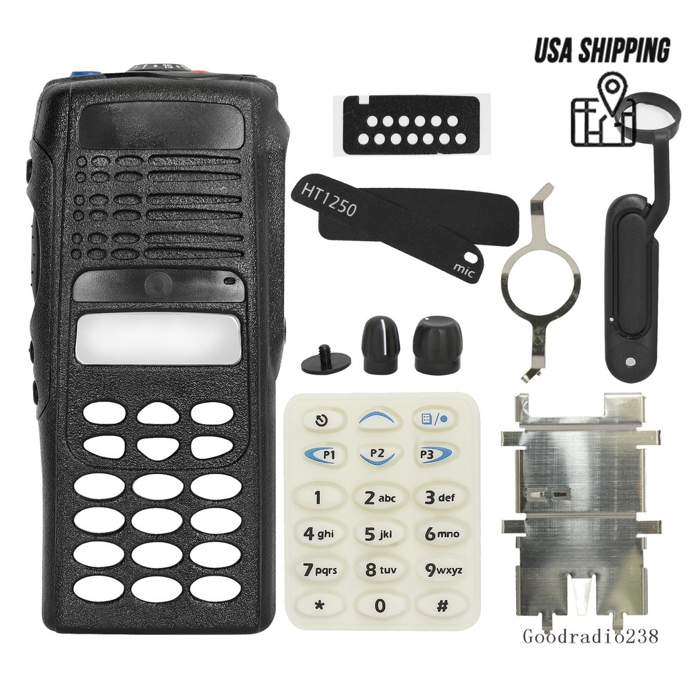 Black Front Housing Case Replacement for HT1250 HT Full-keypad Radio