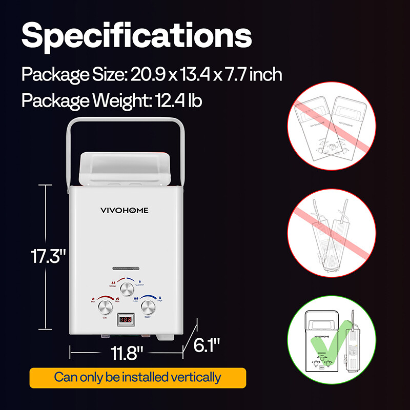 Portable LPG Propane Gas Hot Water Heater 6L Tankless Instant Boiler Outdoor RV