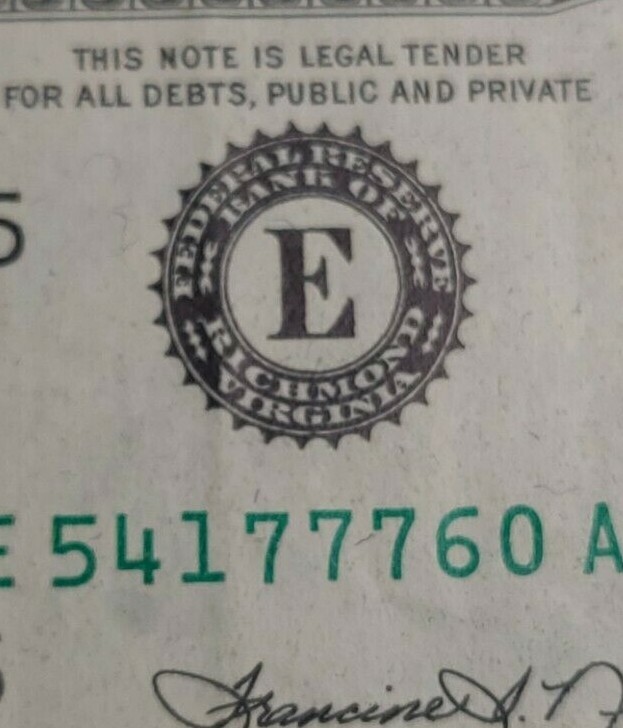 1976 $2 Federal Reserve Note shift TRIPLE ERROR note circulated.