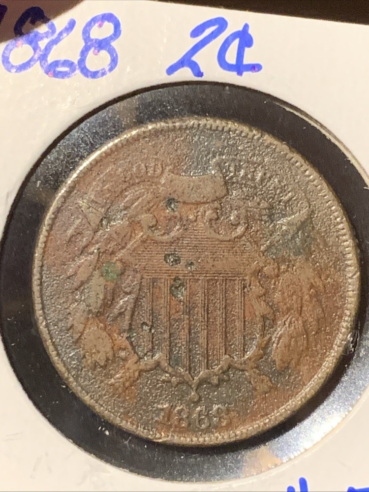 1868 Two Cent Piece 2c Better Grade VF DETAILS