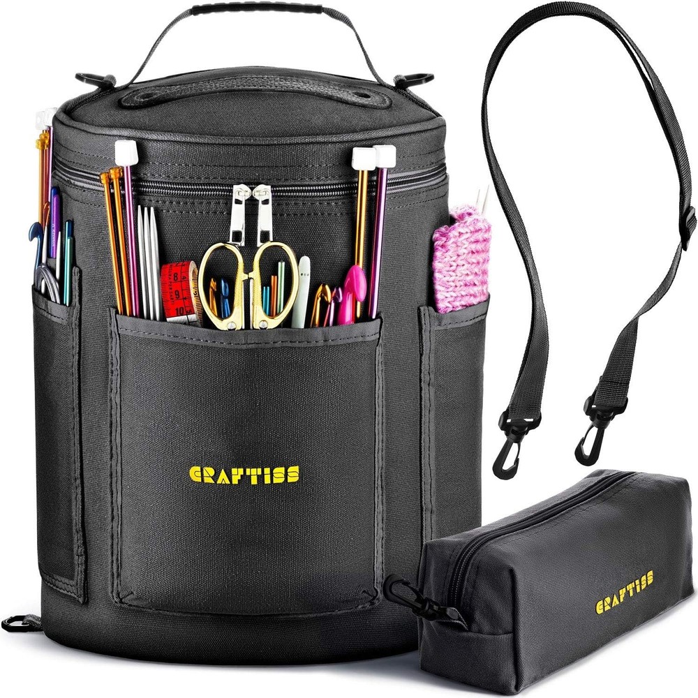 Durable Canvas Knitting Bag with Yarn Storage