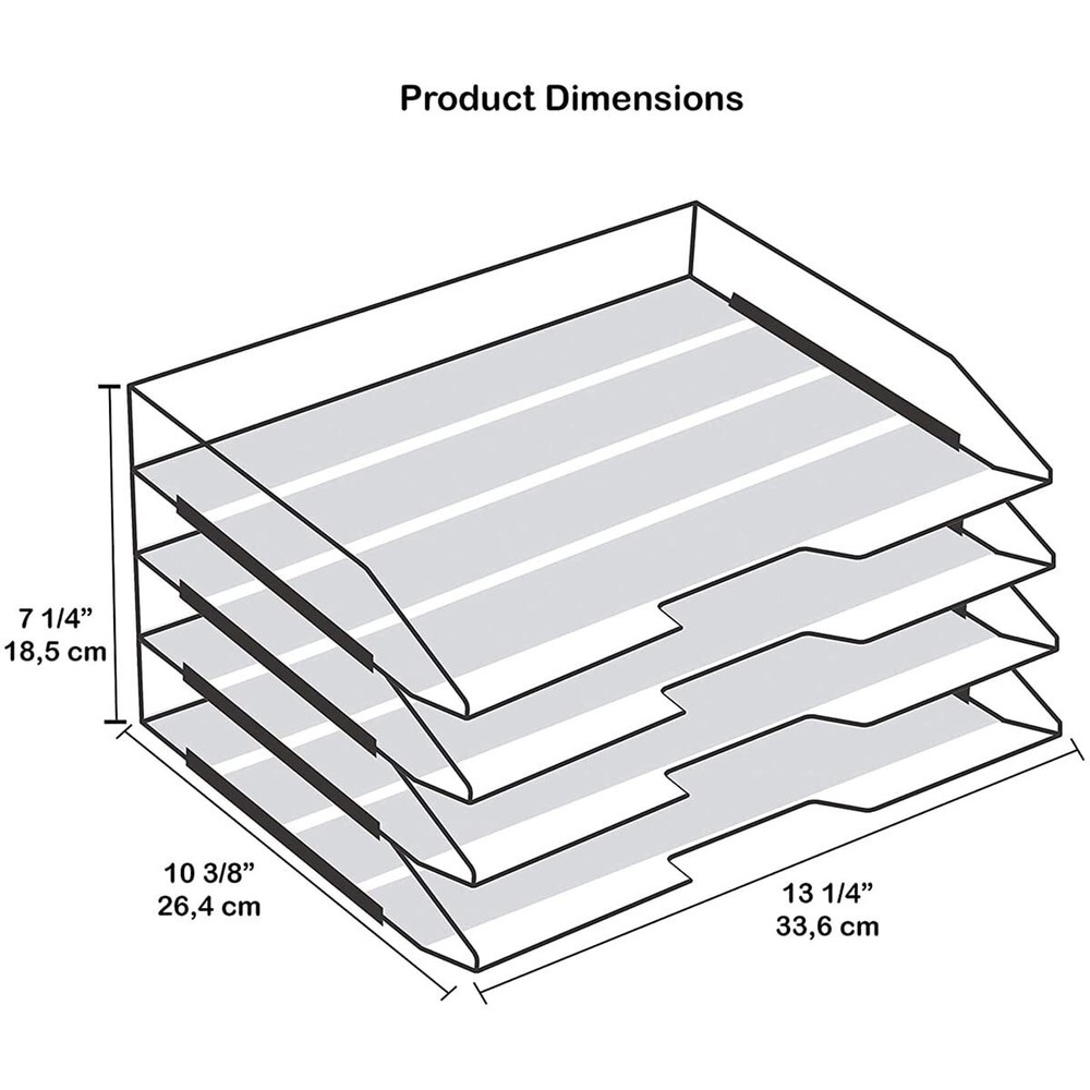 Stackable Letter Tray 4-Tier Side Load Plastic File Organizer Pink