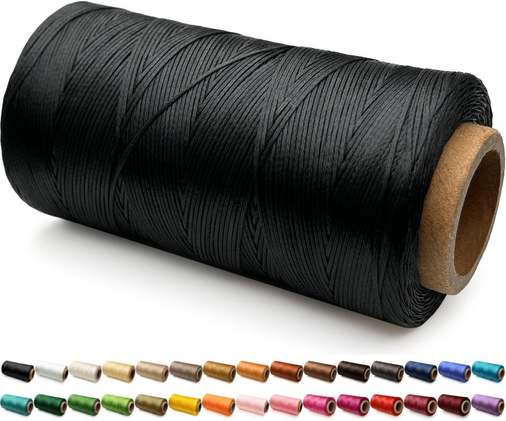 Flat Waxed Thread for Leather Sewing Wax String Polyester Cord Craft Stitching B