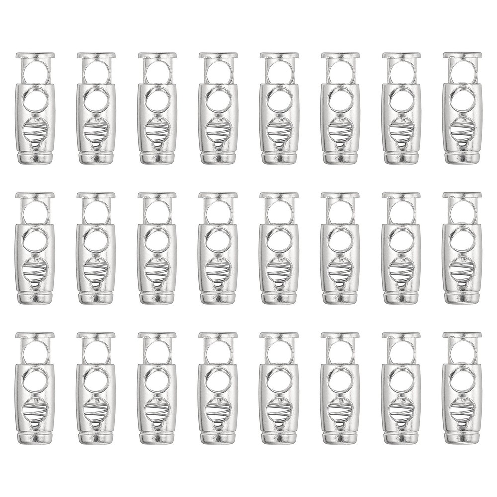 24PCS Metal Cord Locks for Drawstrings, Spring Cord Lock Stopper, Silver