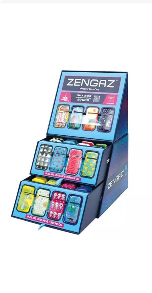 ZENGAZ WINDPROOF JETFLAME REFILLABLE LIGHTERS-48 COUNT - DISPLAY INCLUDED