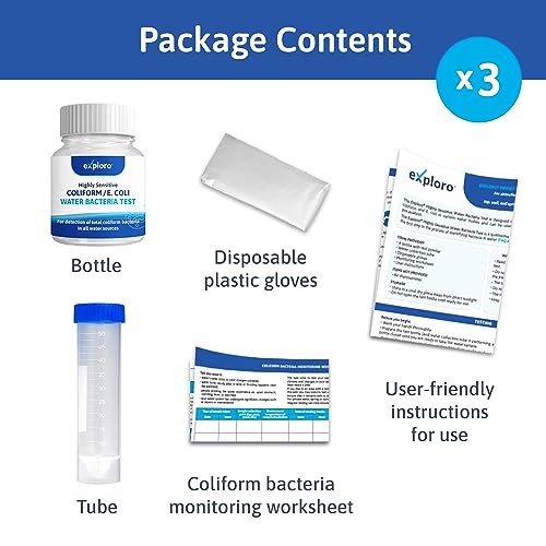 -Pack E Coli Water Test and Coliform Bacteria Water Test Kit, EPA Approved, 3